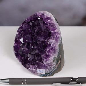 Uruguay Amethyst Mini Geode - 8x9x8cm - Harmonie und Entspannung – extra dunkler Qualität - NR 113