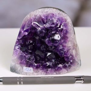Uruguay Amethyst Mini Geode - 9x9x5cm - Harmonie und Entspannung – extra dunkler Qualität - NR 121