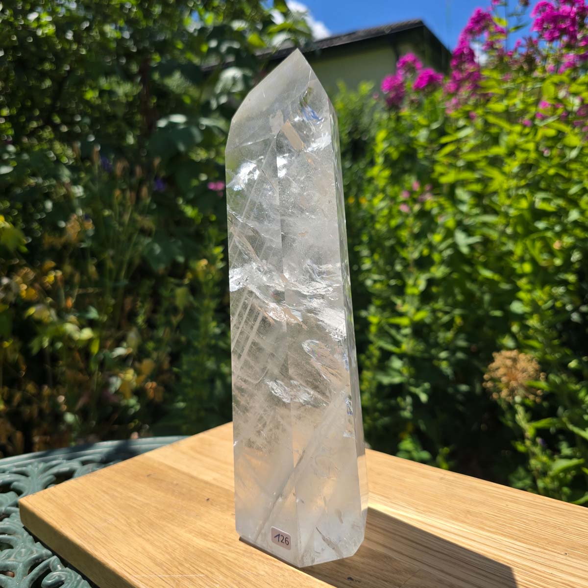 Bergkristall, Quarz, Obelisk geschliffen - 26x9x7 cm - Nr 126