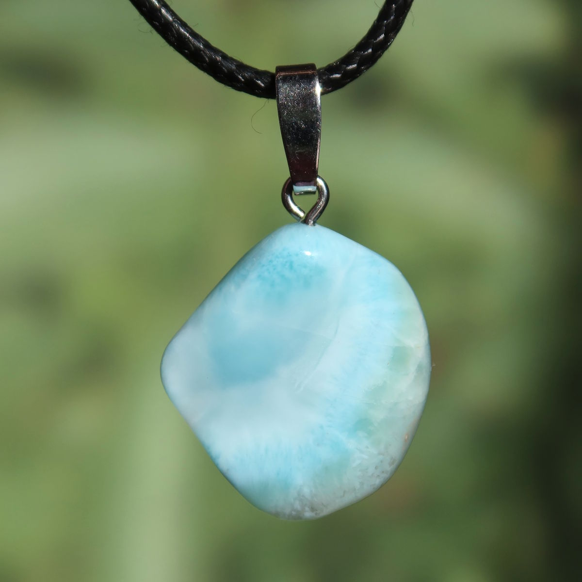 Echter Larimar Anhänger mit Silberschlaufe 25mm - erweiterte Wahrnehmung und Schutz - Nr. 12