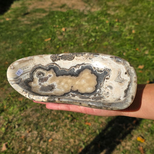 Aragonit Stein Schale - (Onyxmarmor) - 21x11x4cm - handgeschliffen und poliert - Nr. 15