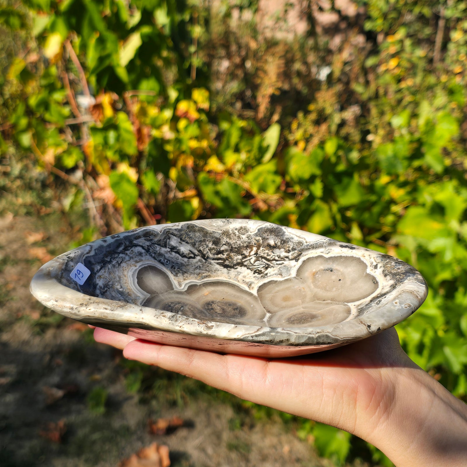 Aragonit Stein Schale - (Onyxmarmor) - 20x15x5cm - handgeschliffen und poliert - Nr. 19