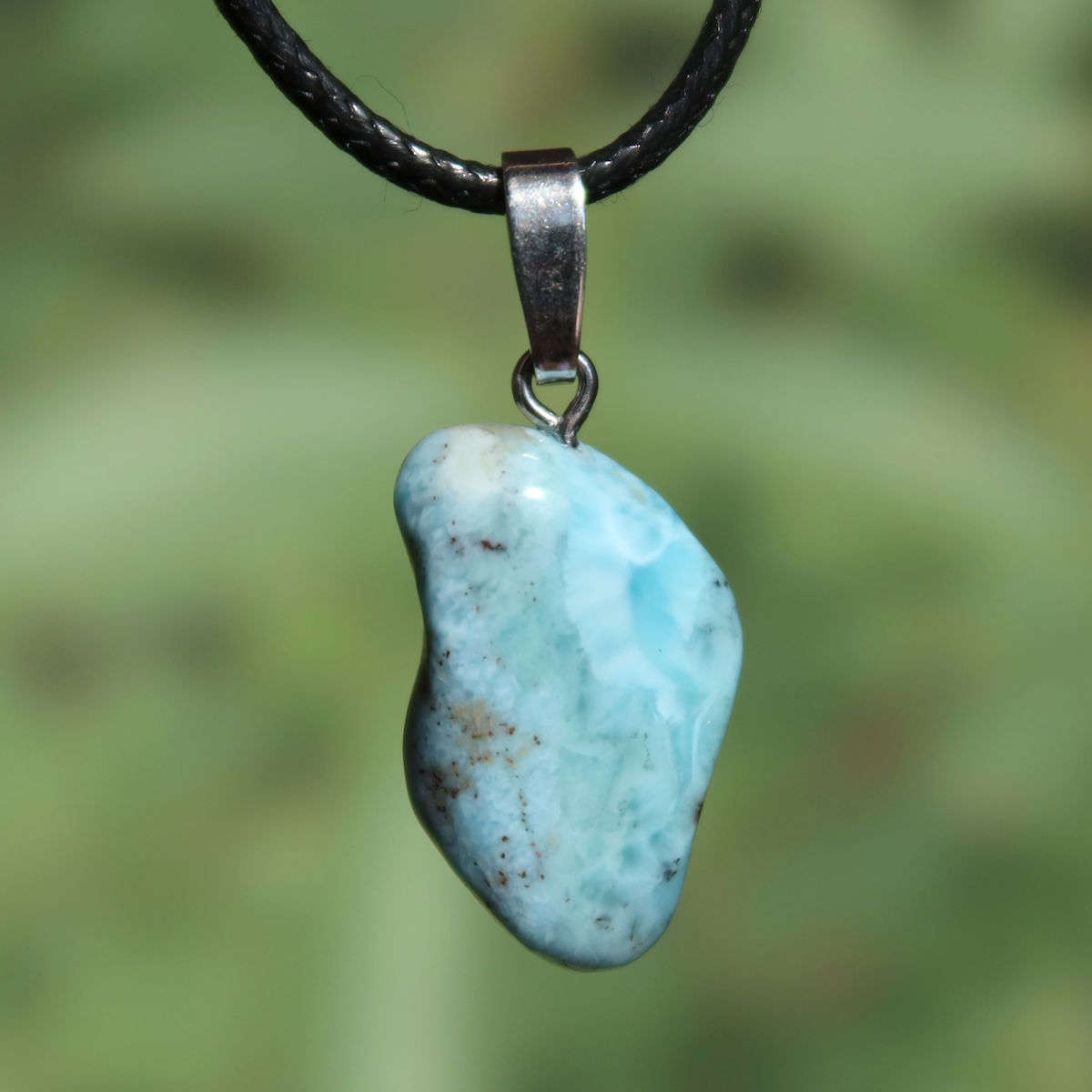 Echter Larimar Anhänger mit Silberschlaufe 26mm - erweiterte Wahrnehmung und Schutz - Nr. 22