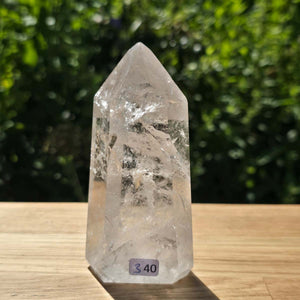 Bergkristall, Quarz, Obelisk geschliffen - 10x5x4 cm - Nr 340