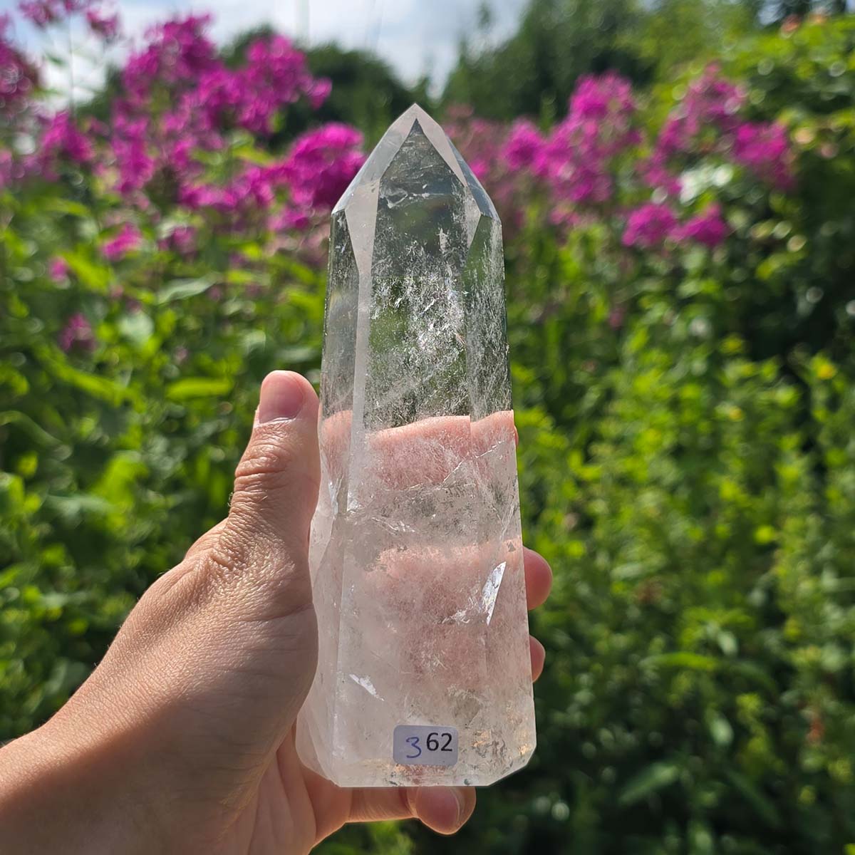 Bergkristall, Quarz, Obelisk geschliffen - 14x5x3 cm - Nr 362