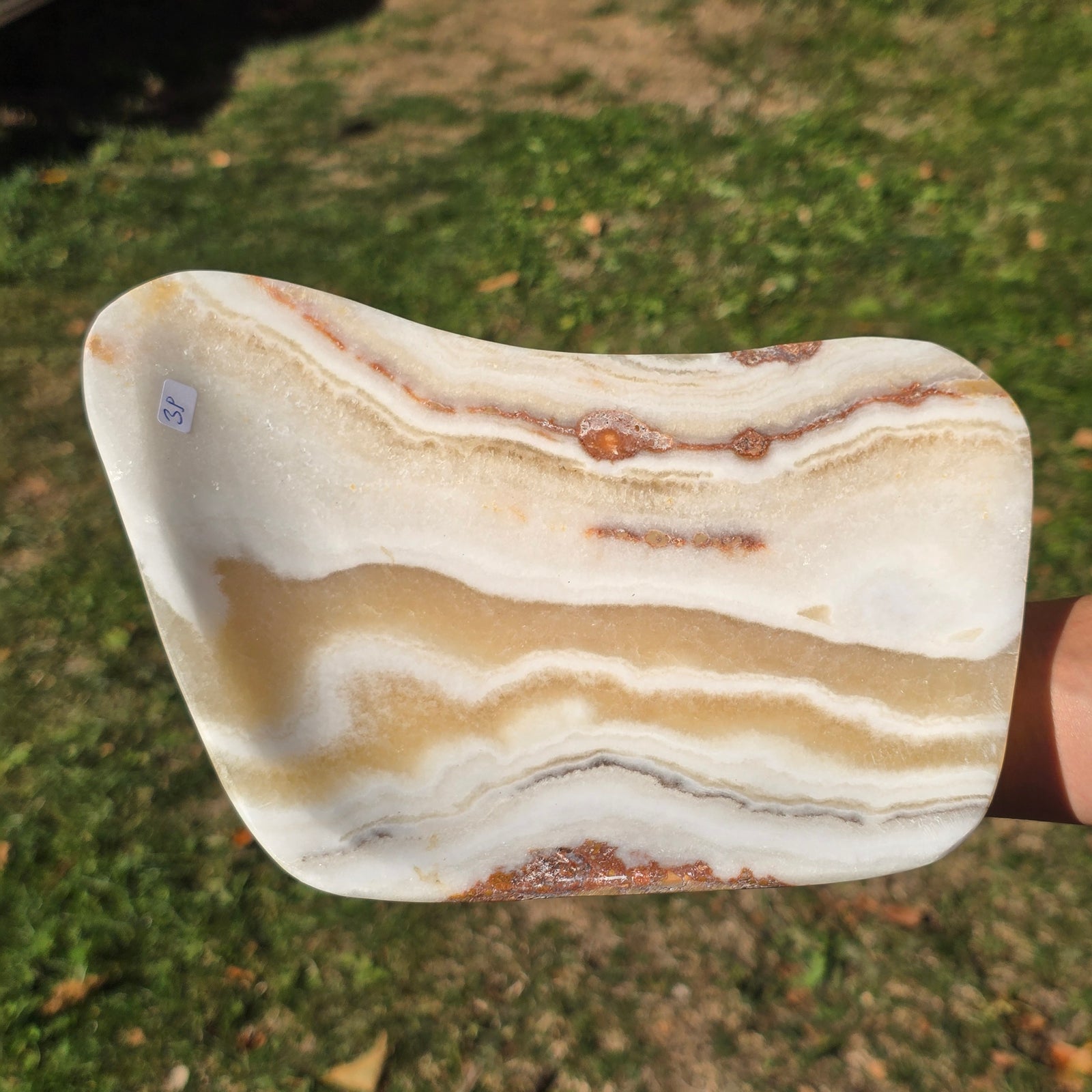 Aragonit Stein Schale - (Onyxmarmor) - 23x16x3cm - handgeschliffen und poliert - Nr. 39