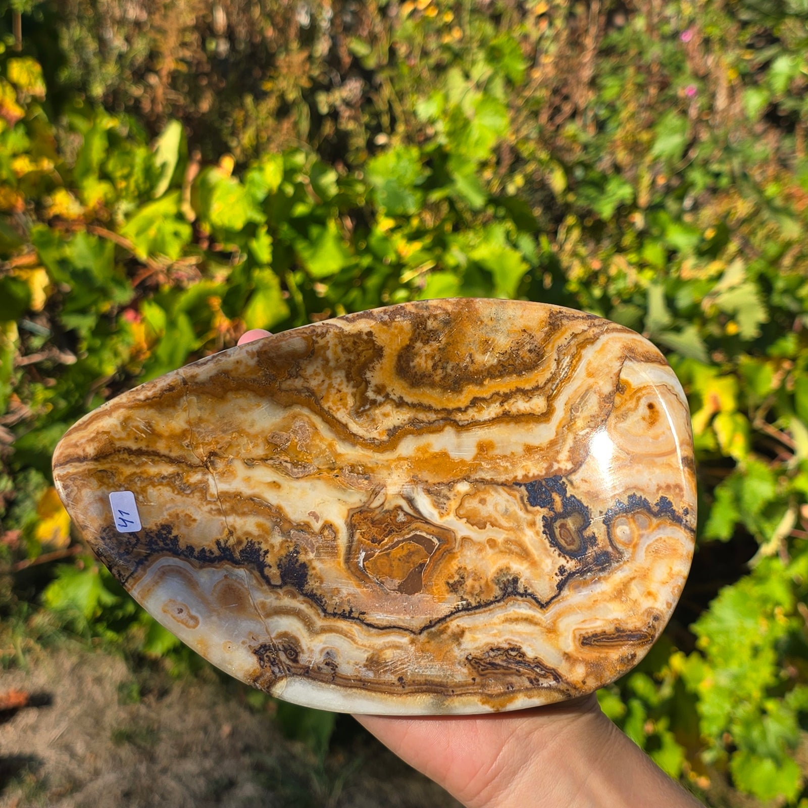 Aragonit Stein Schale - (Onyxmarmor) - 20x13x4cm - handgeschliffen und poliert - Nr. 41