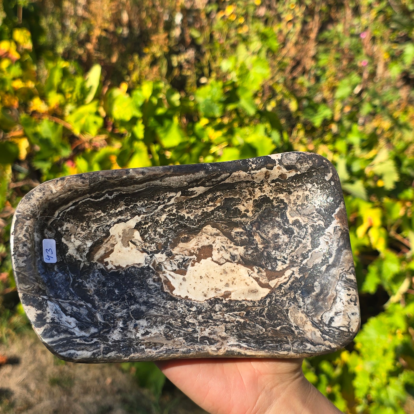 Aragonit Stein Schale - (Onyxmarmor) - 20x13x3cm - handgeschliffen und poliert - Nr. 43