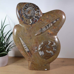 Skulptur aus Orthoceras & Ammoniten-Fossilien –  52x35cm 11,5kgaus der Urzeit Nr.44