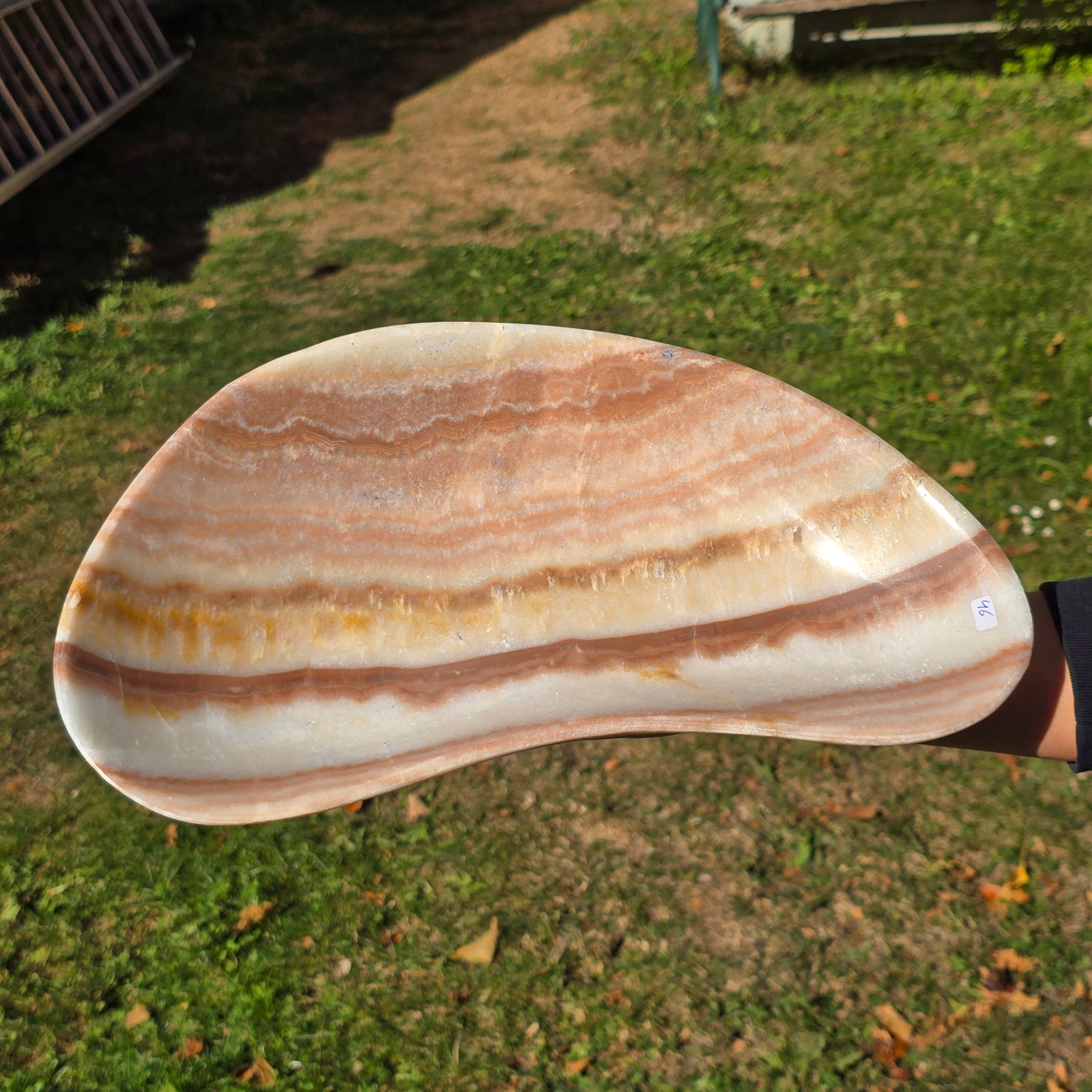 Aragonit Stein Schale - (Onyxmarmor) - 37x20x6cm - handgeschliffen und poliert - Nr. 46