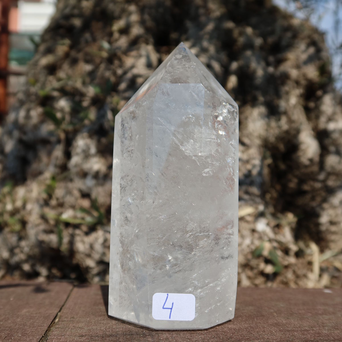 Bergkristall, Quarz, Obelisk geschliffen UNIKAT Nr. 4, polierter Kristall, Steinheilkunde, Unikat