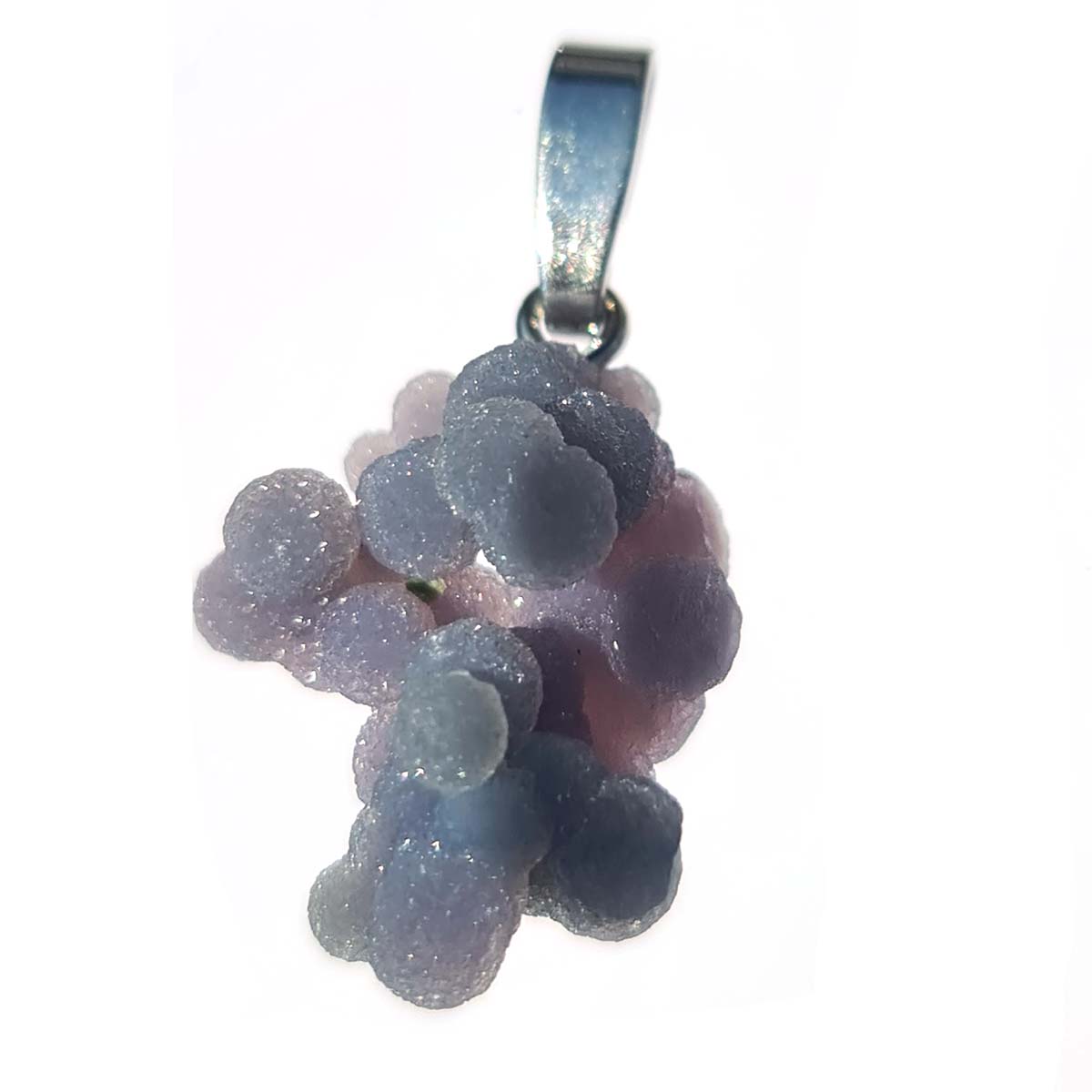 Grüner Traubenachat Anhänger mit Silberschlaufe 
