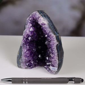 Uruguay Amethyst Mini Geode - 11x9x7cm - Harmonie und Entspannung – extra dunkler Qualität - NR 89