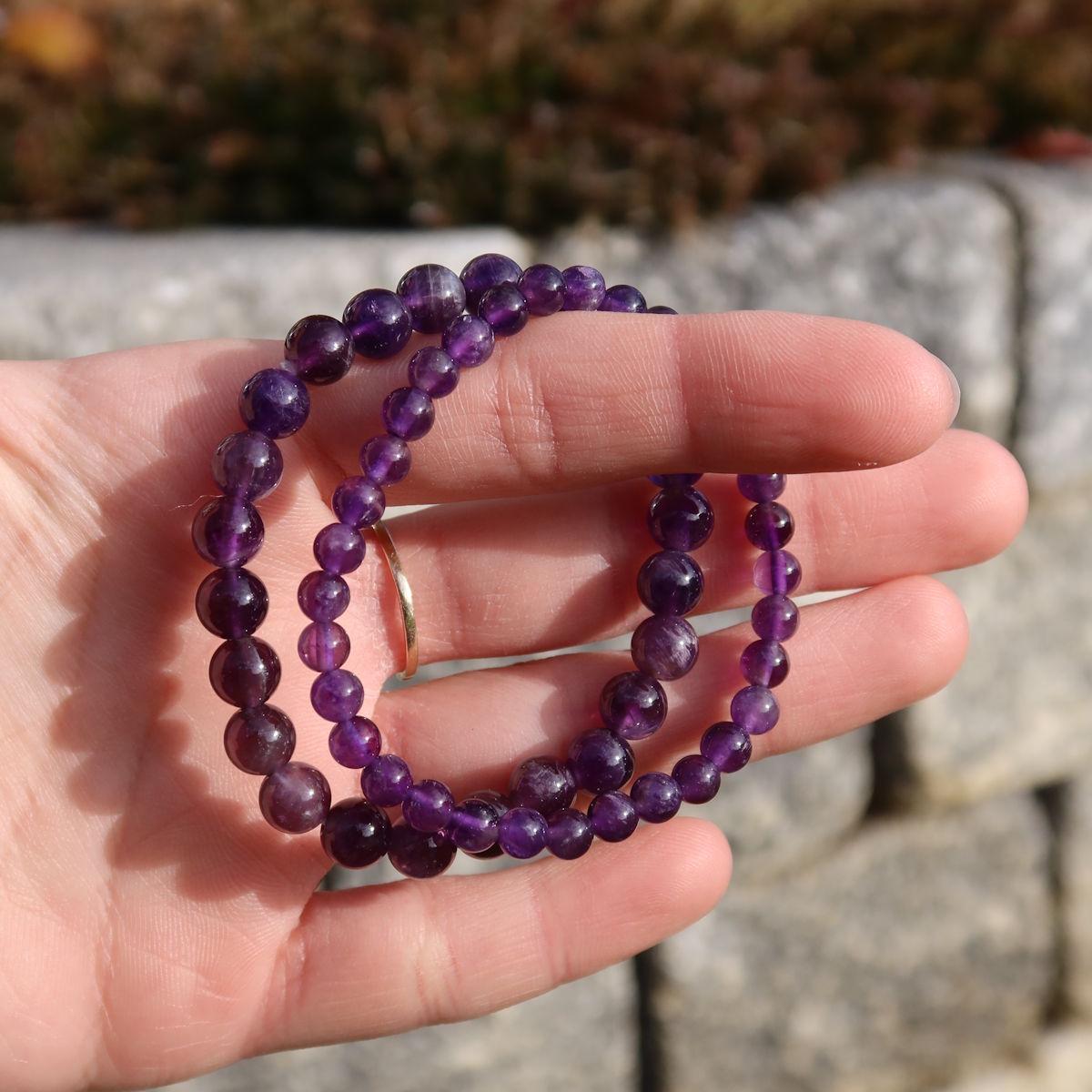 Bracciale in pietra preziosa ametista per polsi sottili nelle varianti 4-6 o 8mm