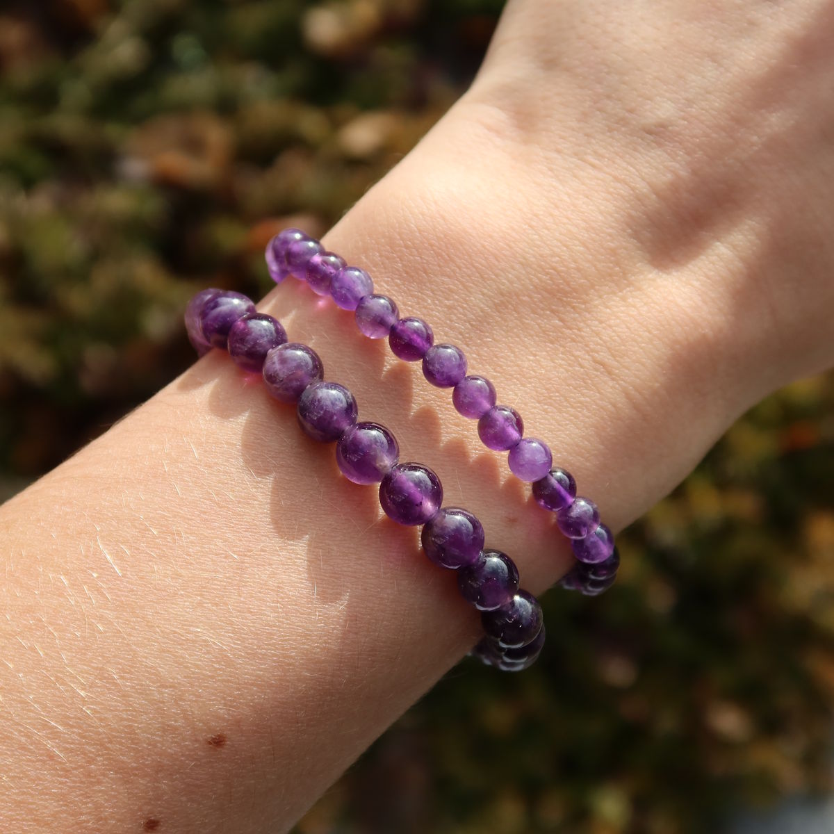 Bracciale in pietra preziosa ametista per polsi sottili nelle varianti 4-6 o 8mm