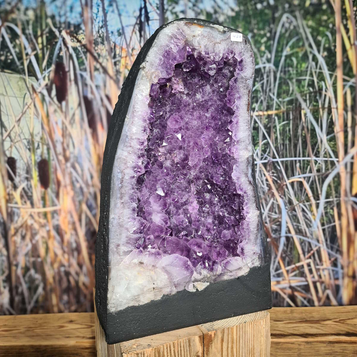 Amethystdruse mit Calcit 