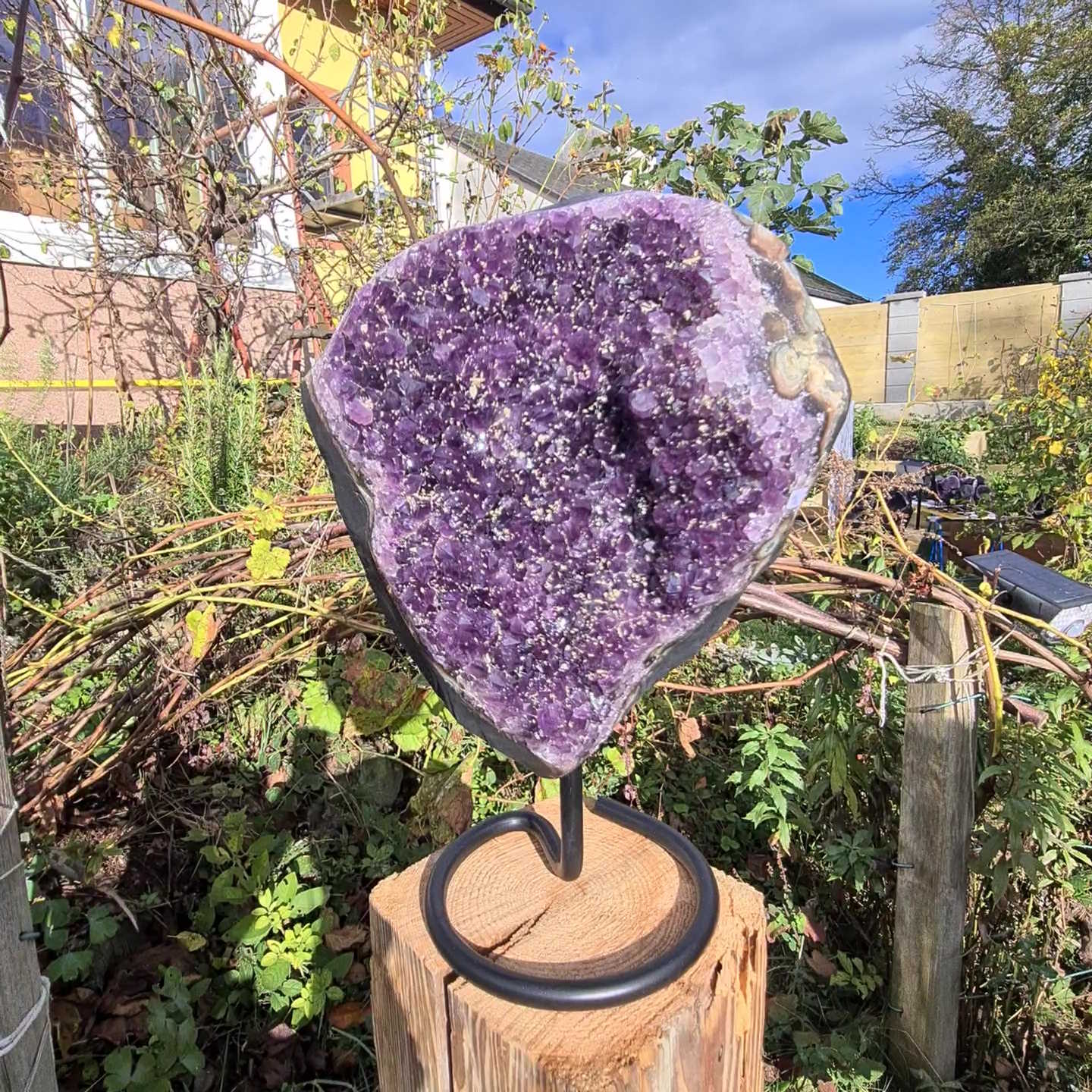 Amethyst Druse mit Achat Rand