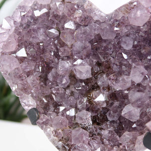 Amethyst Druse Amethyst Geode in Herzform mit Metallsockel 13x11cm - NR-5, brasilianische Amethyst kristalle in Herzform