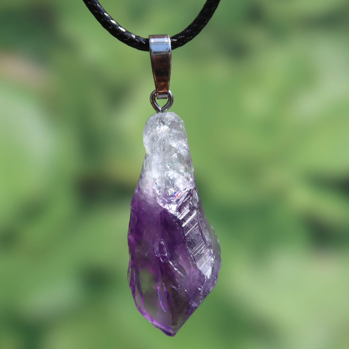 Amethyst Natur Kristall Anhänger - Spiritualität und Intuition - UNIKAT Nr. 14, roh und ungeschliffen, einzigartiges Design