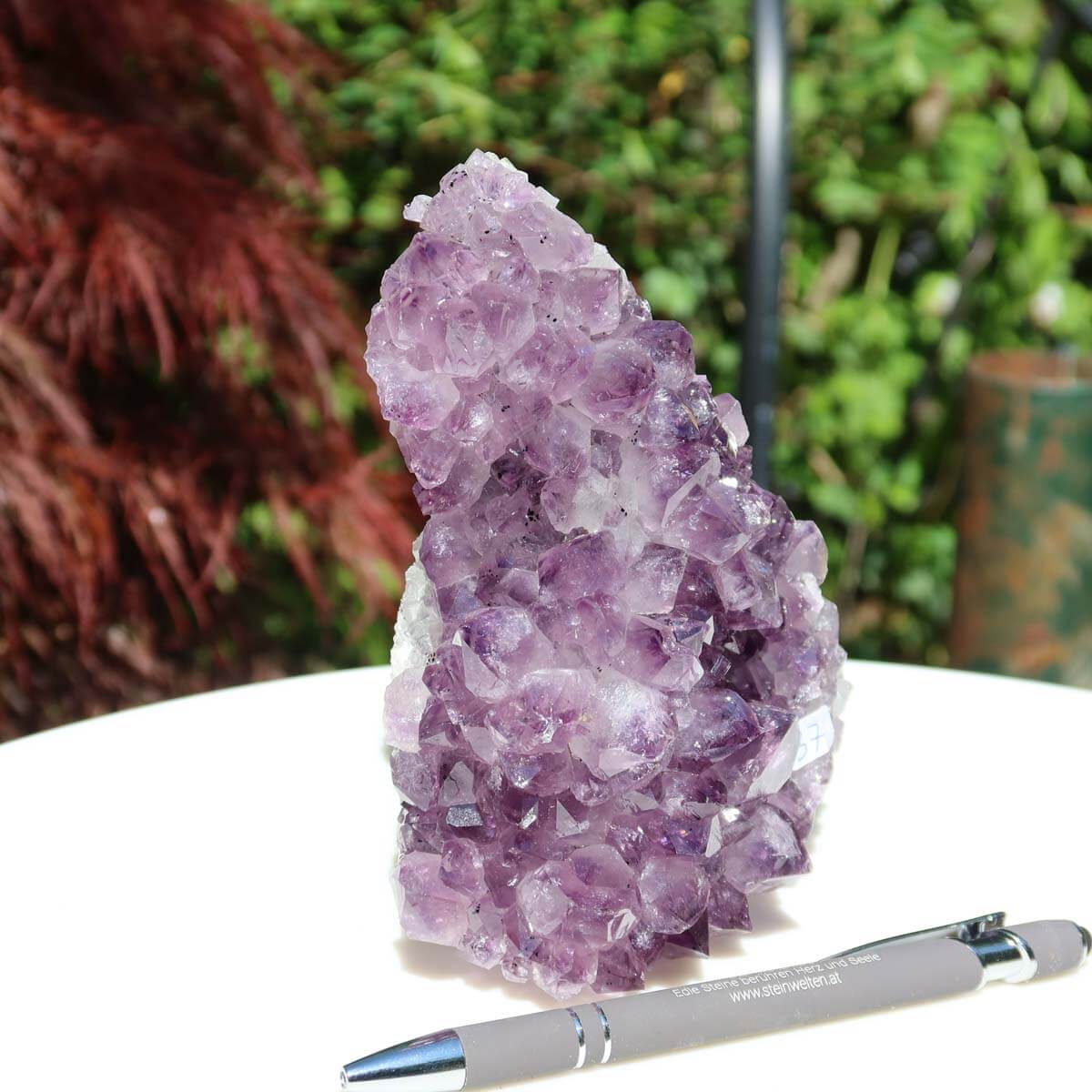 Amethyst Druse Unikat Nr. 37 aus Uruguay, 14x11cm, hochwertige Qualität, ideal für Harmonie und Spiritualität, im Onlineshop kaufen.