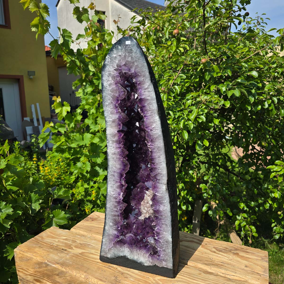 Amethyst Druse – Geode - 68x26x21cm und 39kg – Steinwelten OG - Nr. 136, unique natural crystal accent for interiors.