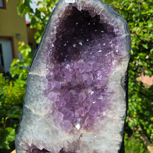 Amethyst Druse – Geode - 48x24x18cm und 21,4kg – Steinwelten OG - Nr. 147, unique amethyst specimen for home and therapy room decor.
