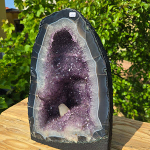 Amethyst Druse – Geode - 35x23x19cm und 17,8kg – Steinwelten OG - Nr. 198, einzigartiger Schmuck und Raumreiniger in Innenarchitektur