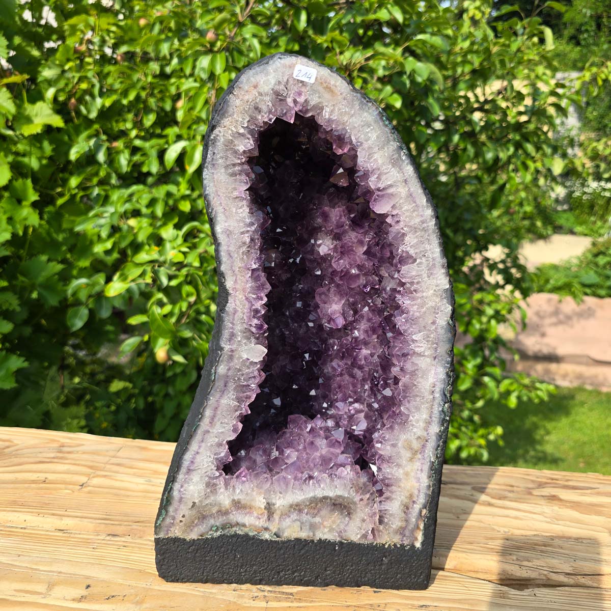 Amethyst Druse – Geode - 37x22x18cm und 14,6kg – Steinwelten OG - Nr. 214, unique purple crystal for decorative spaces.