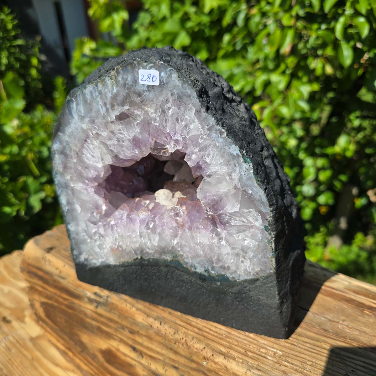 Amethyst Druse – Geode - 20x20cm und 7,2kg – Steinwelten OG - Nr. 280, helle Kristalle, Brasilien, Blickfang im Wohnraum