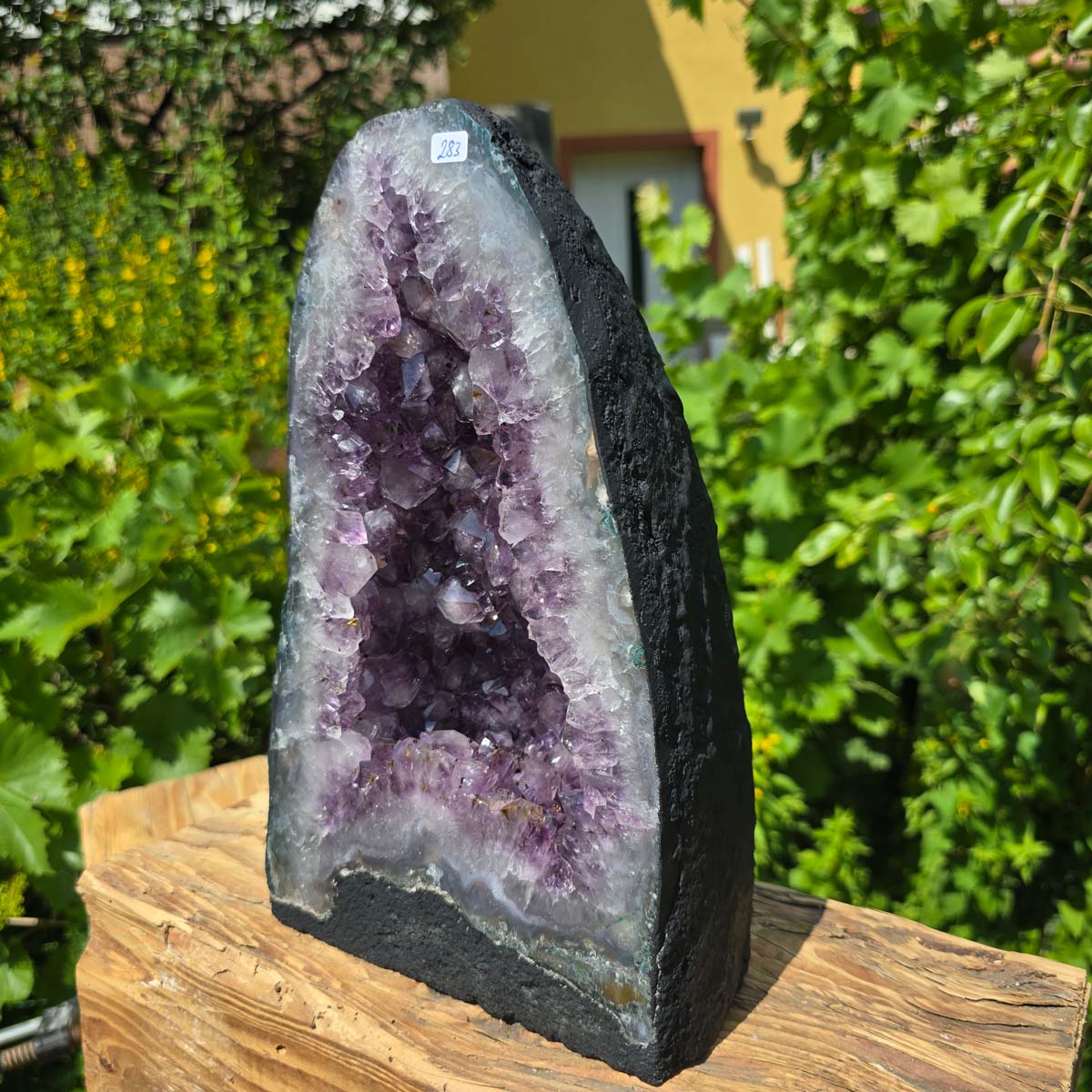 Amethyst Druse – Geode - 29x19x13cm und 7,8kg – Steinwelten OG - Nr. 283 outdoor display