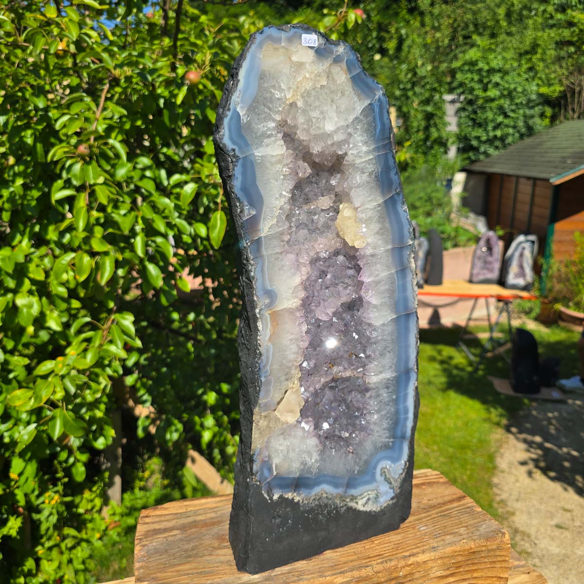 Amethyst Druse – Geode - 48x19cm und 16,6kg – Steinwelten OG - Nr. 308 aus Brasilien, leuchtend helle Kristalle im Verkauf