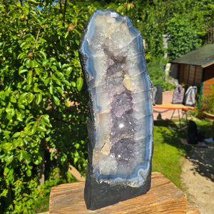 Amethyst Druse – Geode - 48x19cm und 16,6kg – Steinwelten OG - Nr. 308 aus Brasilien, leuchtend helle Kristalle im Verkauf