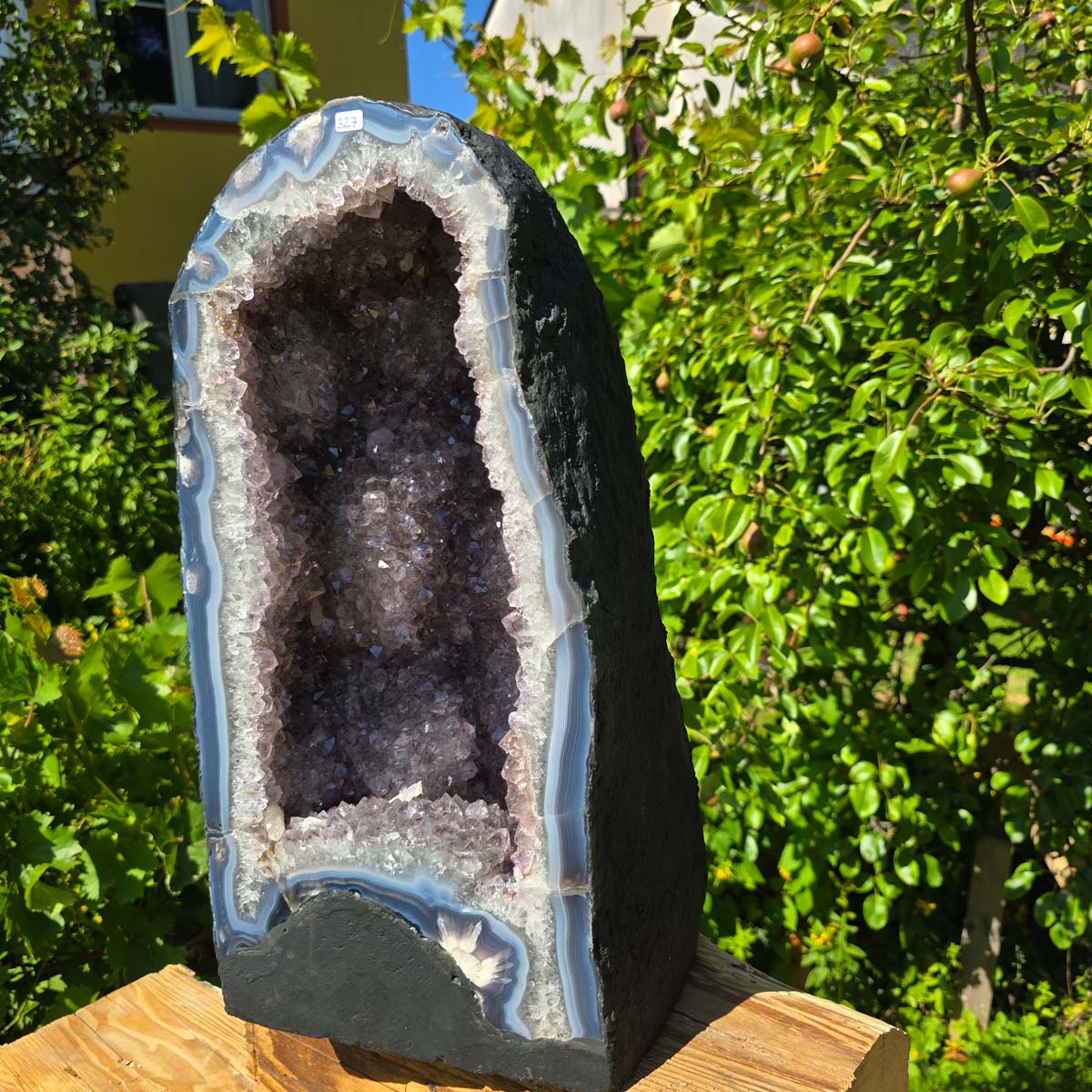 Amethyst Druse – Geode - 47x24cm und 32,9kg – Steinwelten OG - Nr. 327 with bright Brazilian crystals