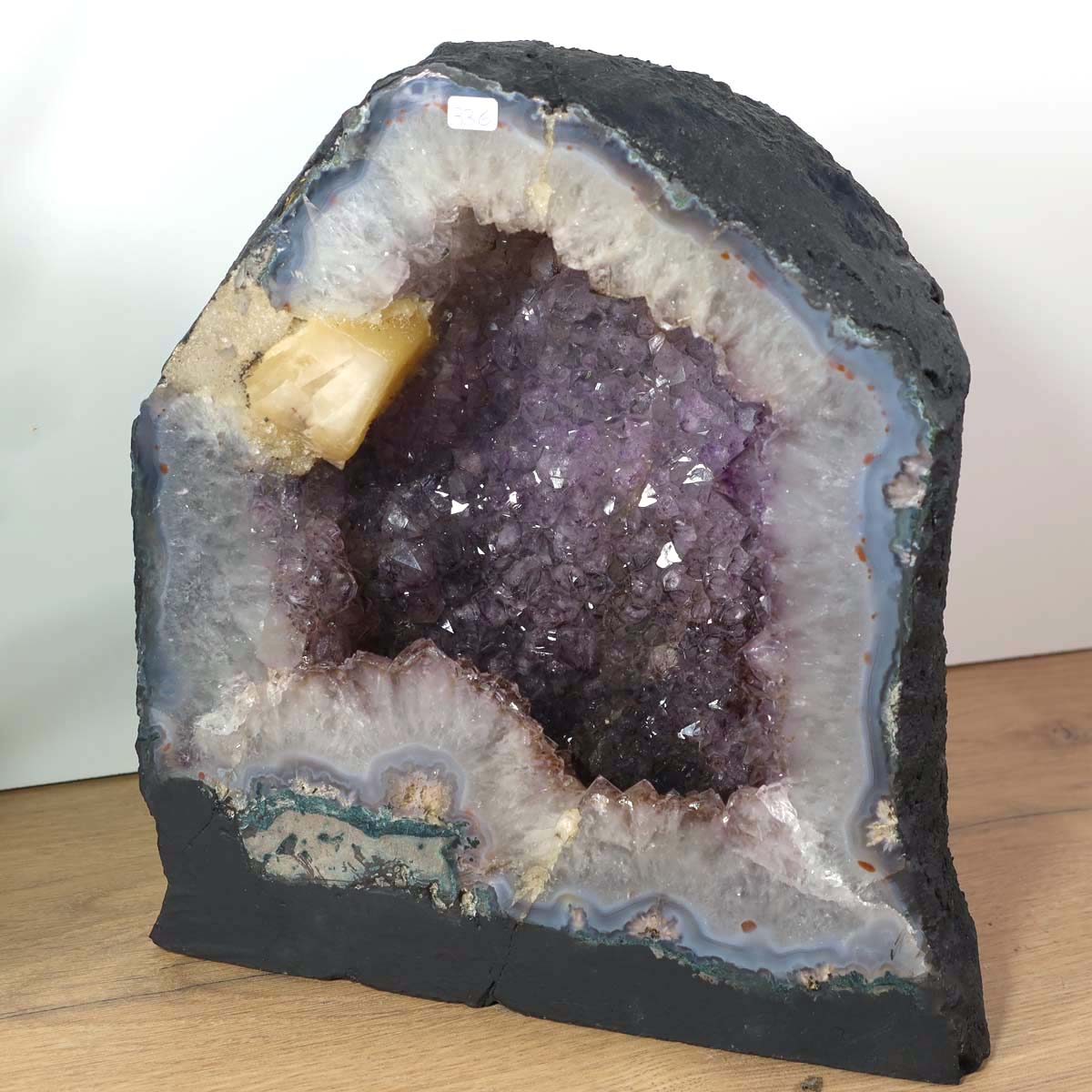 Amethyst Druse – Geode - 28x25cm und 14,1kg – Steinwelten OG - Nr. 336 with bright purple crystals from Brazil