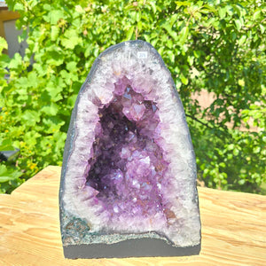 Amethyst Druse – Geode - 36x25x17cm und 17kg – Steinwelten OG - Nr. 354, ideal dekoratives Element für stilvolle Räume.