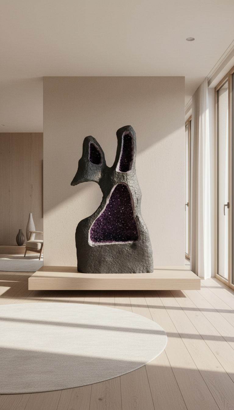 Amethystdruse 1A - Harmonie, Transformation und Entspannung - UNIKAT 188 in modernem Raumdesign zur Meditation und Entspannung.