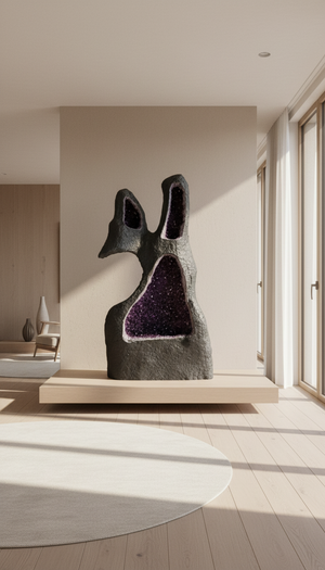 Amethystdruse 1A - Harmonie, Transformation und Entspannung - UNIKAT 188 in modernem Raumdesign zur Meditation und Entspannung.