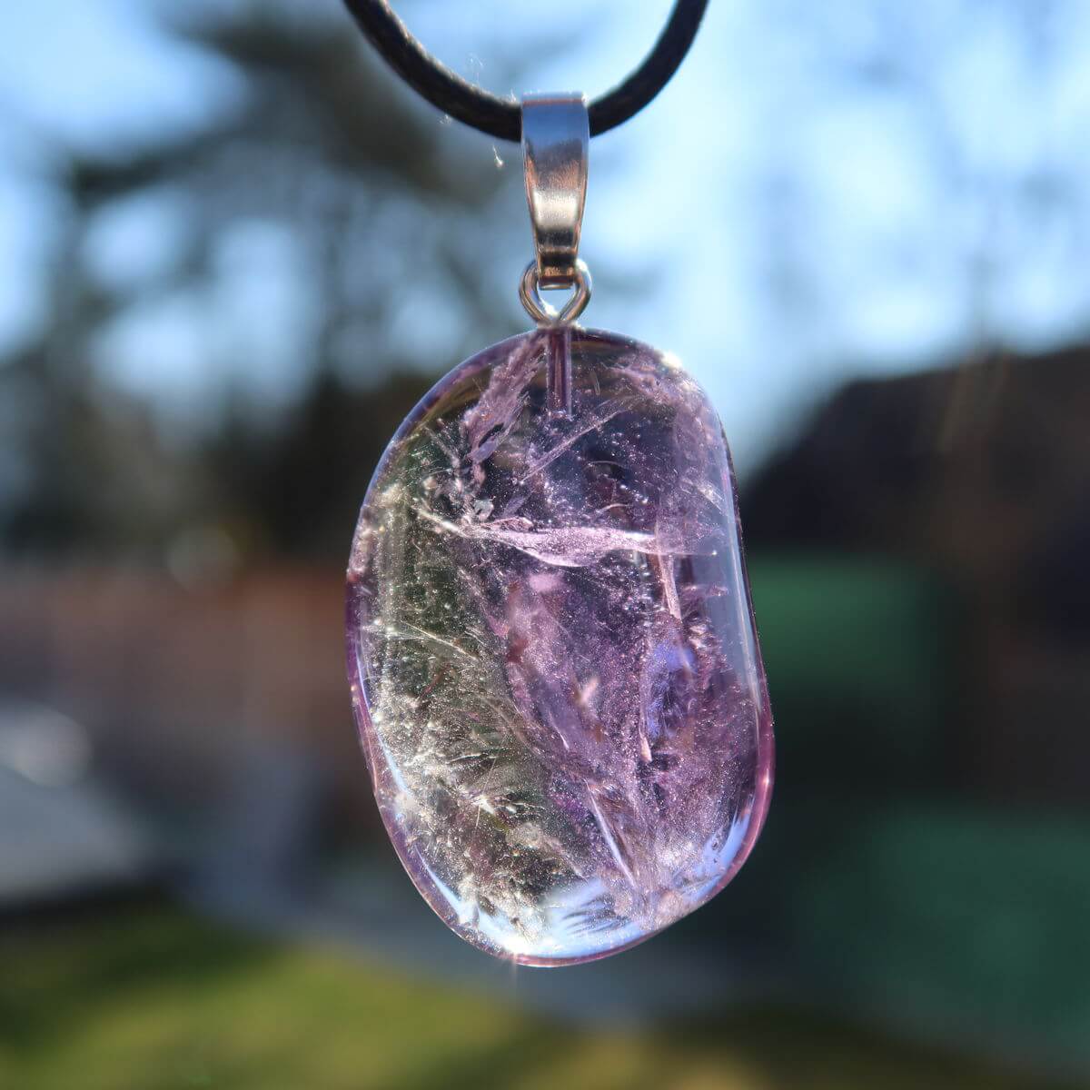 Ametrin Anhänger mit Silberöse 35mm, violett-goldener Quarz Unikat Nr. 1, Förderung von Harmonie und Kreativität.