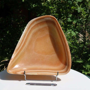 Aragonit Stein Schale - (Onyxmarmor) - 30x31cm - handgeschliffen und poliert - Nr. 61