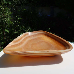 Aragonit Stein Schale - (Onyxmarmor) - 30x31cm - handgeschliffen und poliert - Nr. 61