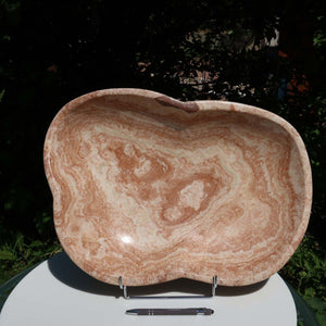 Aragonit Stein Schale - (Onyxmarmor) - 46x34cm - handgeschliffen und poliert - Nr. 62