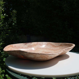 Aragonit Stein Schale - (Onyxmarmor) - 46x34cm - handgeschliffen und poliert - Nr. 62