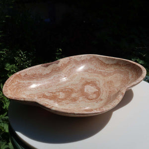 Aragonit Stein Schale - (Onyxmarmor) - 46x34cm - handgeschliffen und poliert - Nr. 62