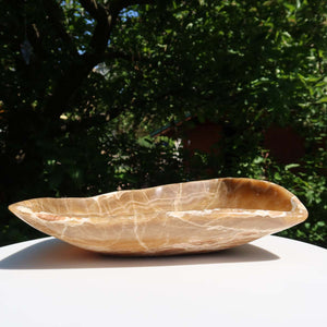 Aragonit kámen miska - (Onyxmramor) - 34x30 cm - ručně broušená a leštěná - č. 63