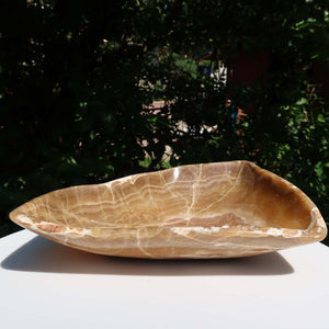 Aragonit kámen miska - (Onyxmramor) - 34x30 cm - ručně broušená a leštěná - č. 63
