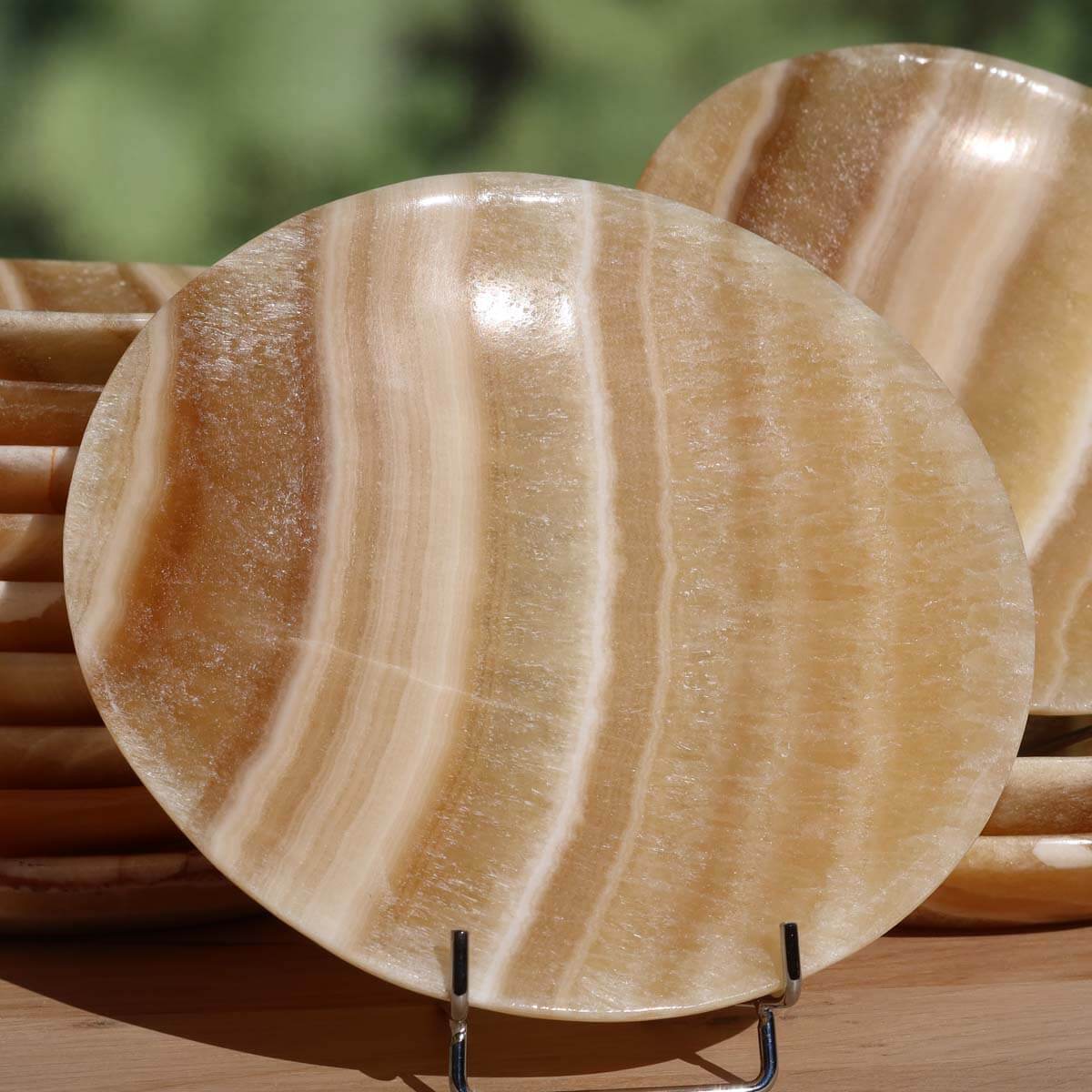 Große Aragonit-Onyxmarmor Steinschale, 17cm, perfekt zur Dekoration, erhältlich bei Steinwelten in Graz und Wiener Neustadt.