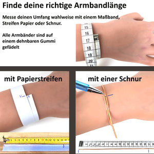 Armbandlänge messen mit Maßband, Papierstreifen oder Schnur für Rhodonit Edelstein Armband für schmale Handgelenke in Varianten 4-6 oder 8mm.