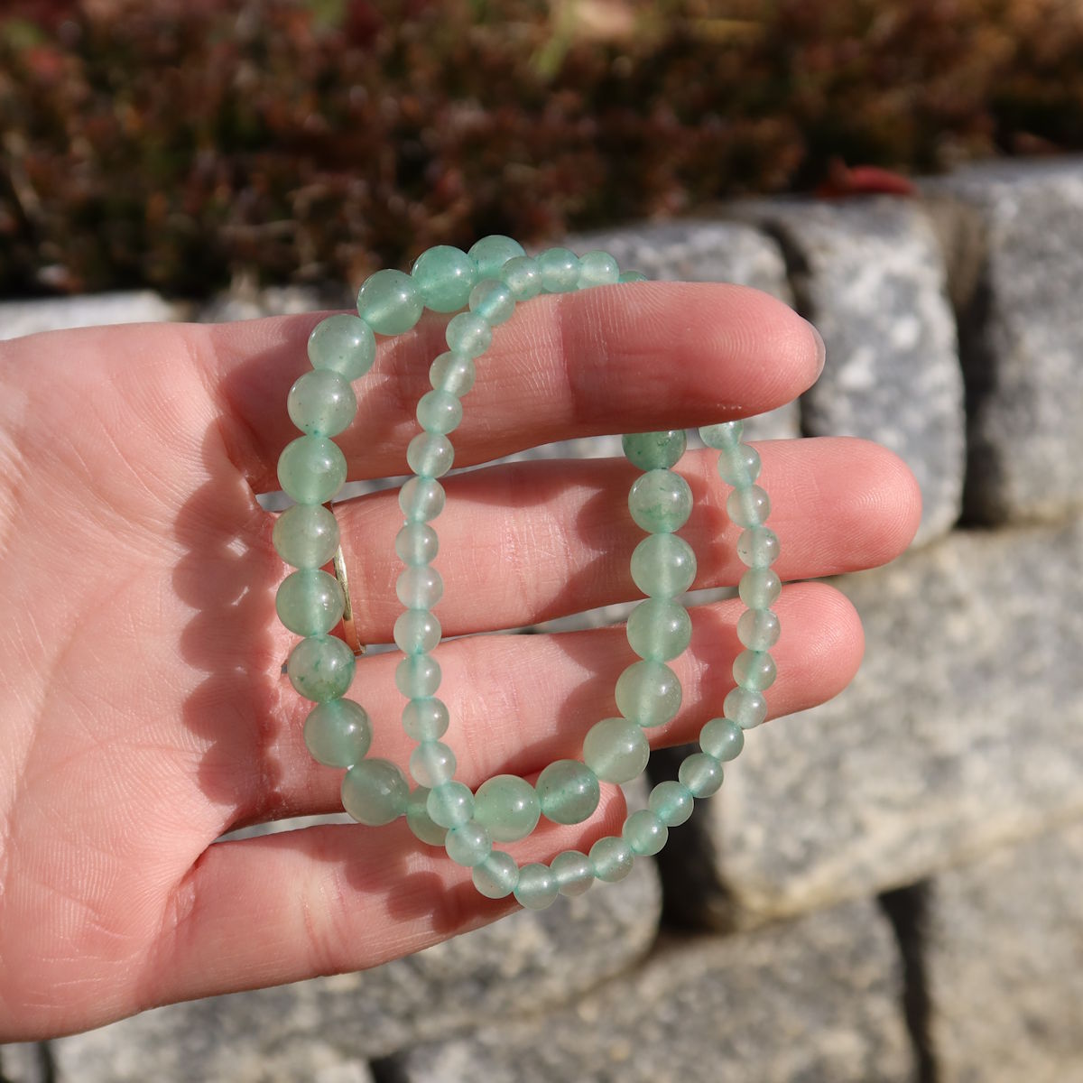 Bracciale in pietra preziosa avventurina verde per polsi sottili in varianti 4-6 o 8 mm