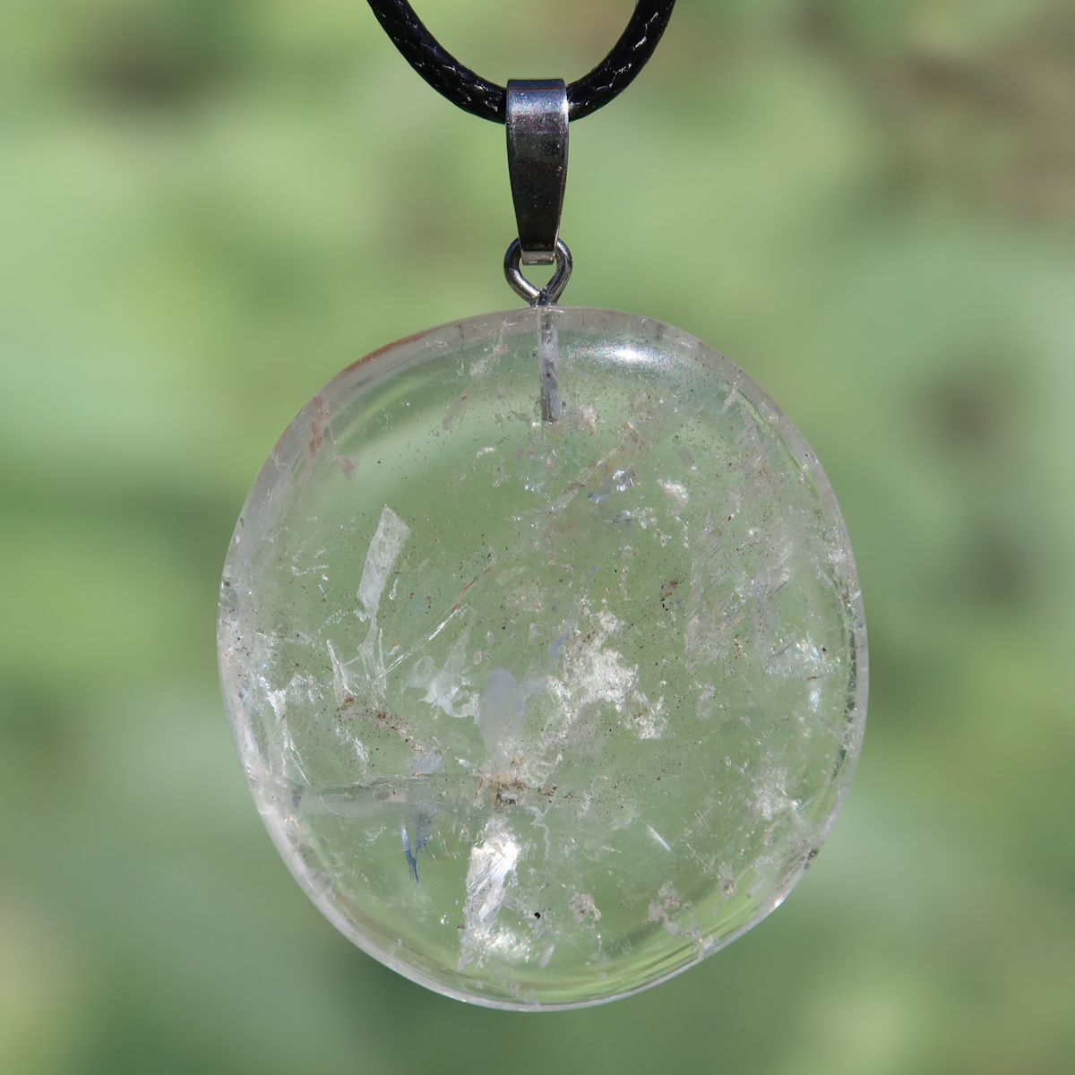 Bergkristall Anhänger 42mm, klarer Gedankenstein mit Silberöse, UNIKAT Nr. 6