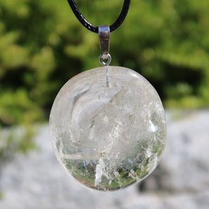 Bergkristall Anhänger 42mm, klarer Gedankenstein mit Silberöse, UNIKAT Nr. 6